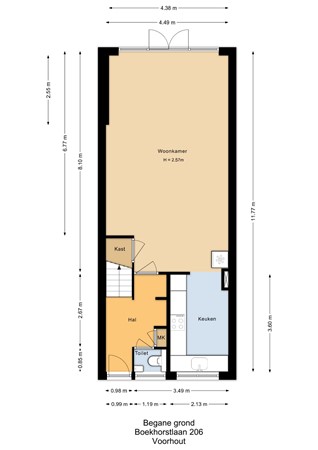 Floorplan - Boekhorstlaan 206, 2215 BL Voorhout